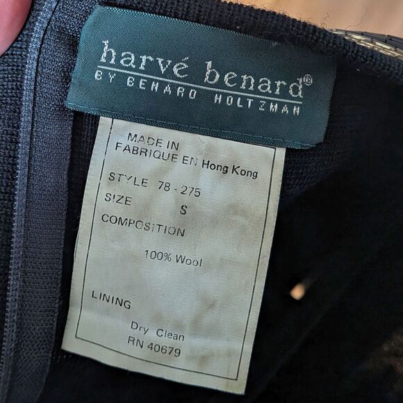 Vintage 80s Harve Benard Wool Sweater Dress Double Knit Beaded Rose Size S - Picture 8 of 15